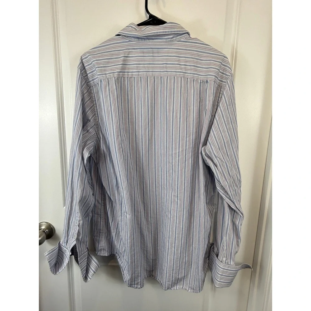Banana Republic Mens Classic Fit Striped Button Down Shirt Blue L 16 16.5 Preppy